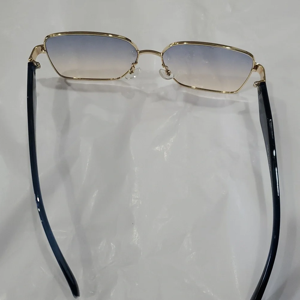 John Varvatos Square Frame Blue Gradient Lens Gold Rim Sunglasses‎ new